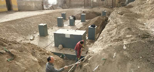 地埋一体化污水处理设备安装现场